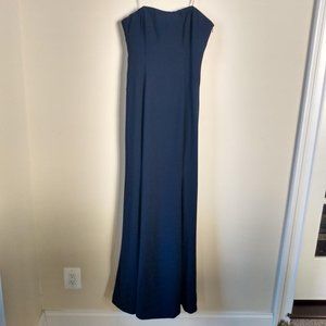 Monique Lhuillier navy blue gown with tulle, shawl and cape - new w/o tags